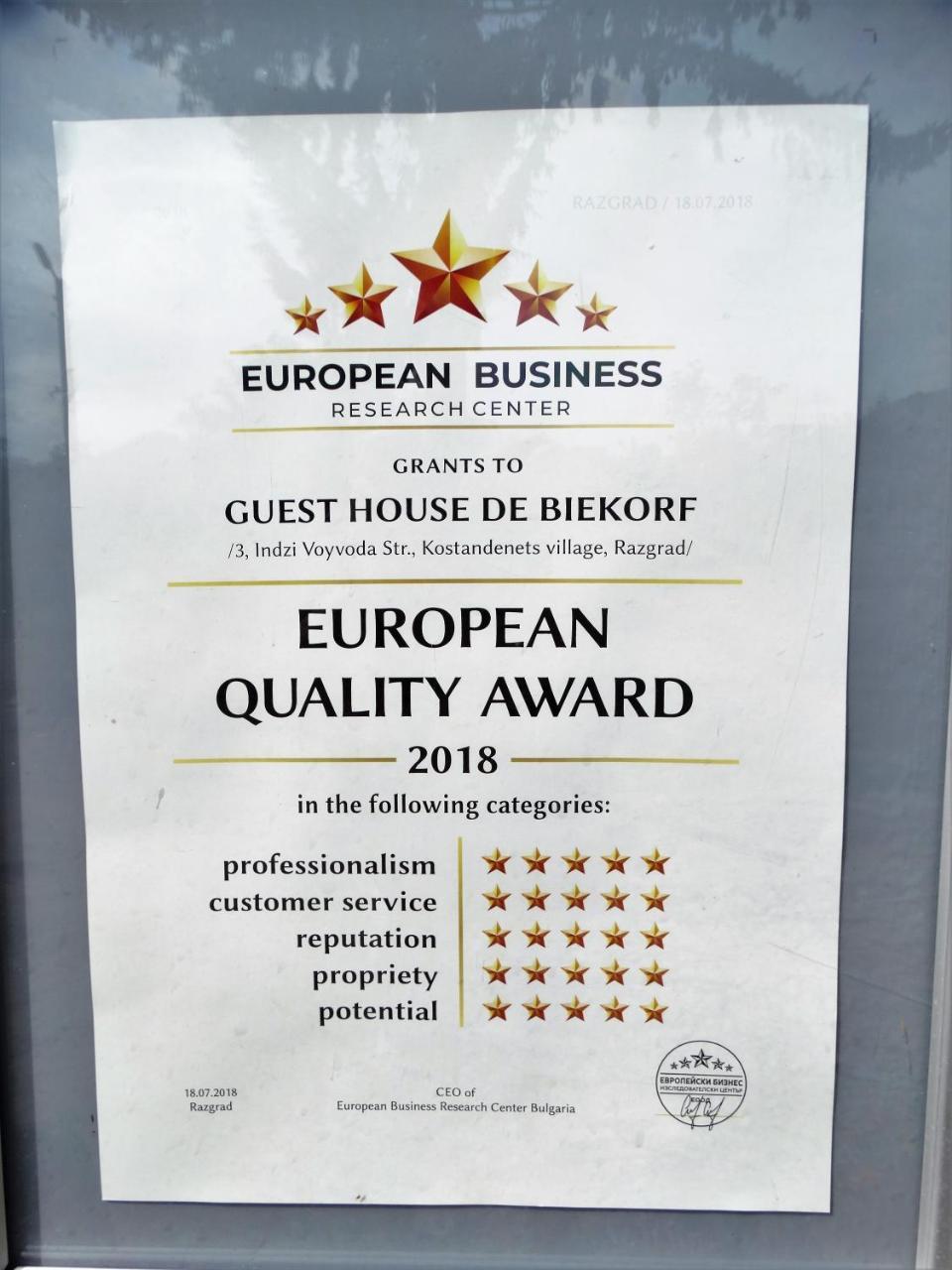 Guest House Biekorf Kostandenets Экстерьер фото